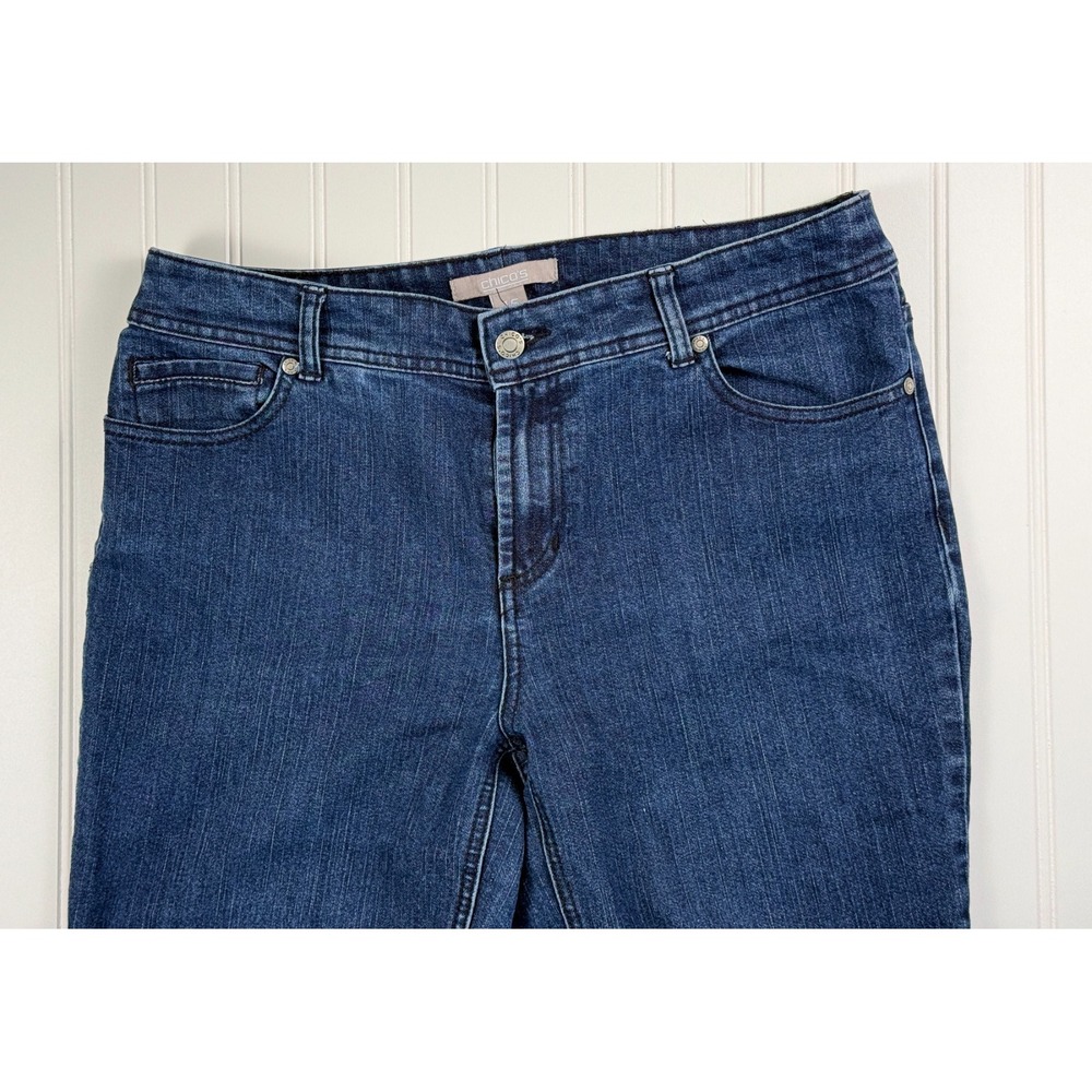 Chico's Jeans Womens Size 1.5 Regular Straight Leg Dark Wash Stretch Denim - Picture 9 of 16